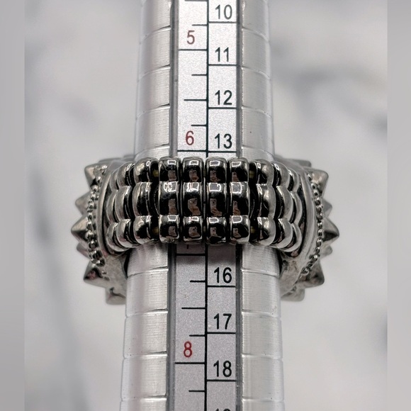 Gunmetal, Silver tone & Multi Crystal Chunky Hedgehog Animal Stretch‎ Band Ring - Picture 8 of 8